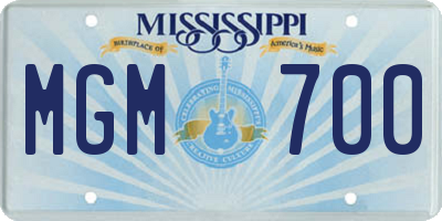 MS license plate MGM700