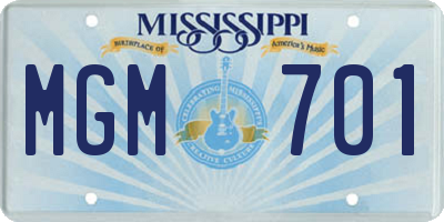 MS license plate MGM701