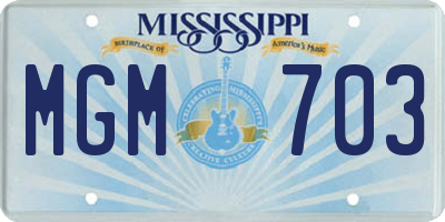 MS license plate MGM703
