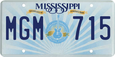 MS license plate MGM715