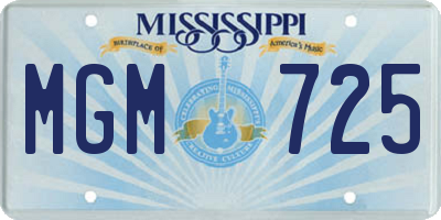 MS license plate MGM725