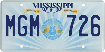 MS license plate MGM726