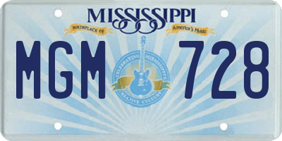 MS license plate MGM728