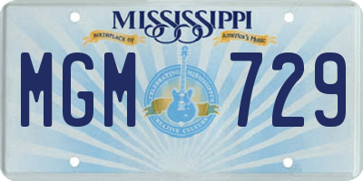 MS license plate MGM729