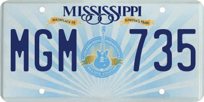 MS license plate MGM735