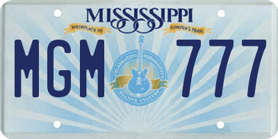 MS license plate MGM777