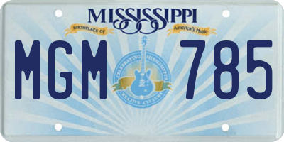 MS license plate MGM785