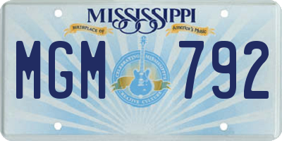 MS license plate MGM792
