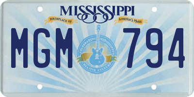 MS license plate MGM794