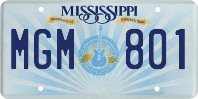 MS license plate MGM801