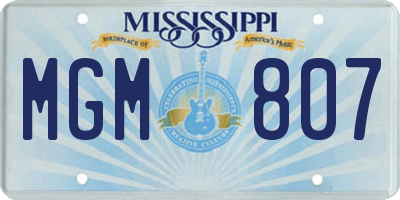 MS license plate MGM807