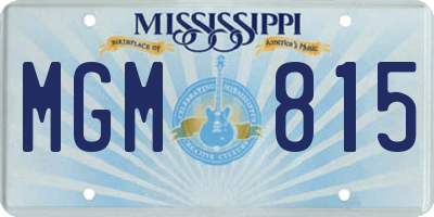 MS license plate MGM815