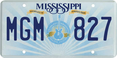 MS license plate MGM827