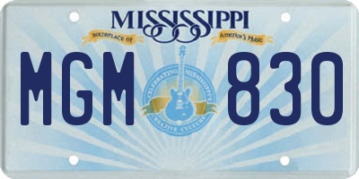 MS license plate MGM830