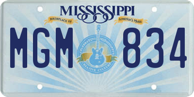 MS license plate MGM834