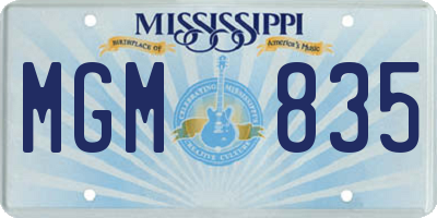 MS license plate MGM835