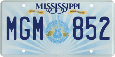 MS license plate MGM852