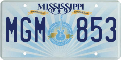 MS license plate MGM853