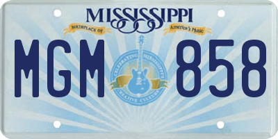 MS license plate MGM858