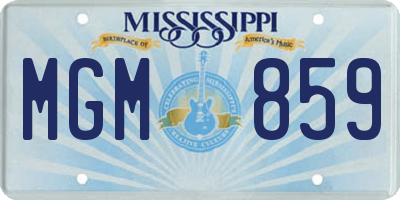 MS license plate MGM859