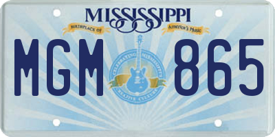 MS license plate MGM865