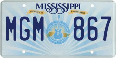 MS license plate MGM867