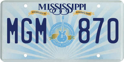 MS license plate MGM870