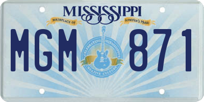 MS license plate MGM871