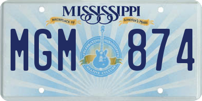MS license plate MGM874