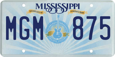 MS license plate MGM875