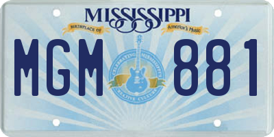 MS license plate MGM881