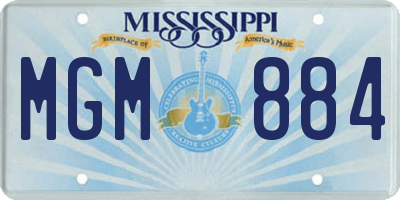 MS license plate MGM884