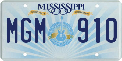 MS license plate MGM910