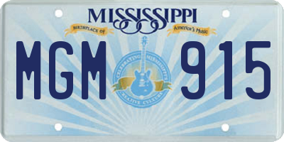 MS license plate MGM915