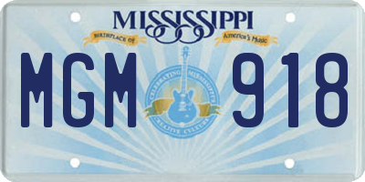 MS license plate MGM918