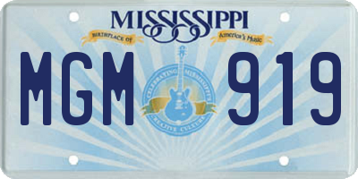MS license plate MGM919