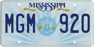 MS license plate MGM920