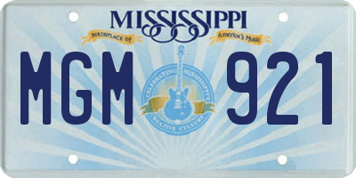 MS license plate MGM921