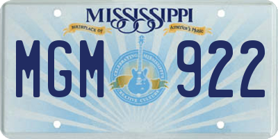 MS license plate MGM922