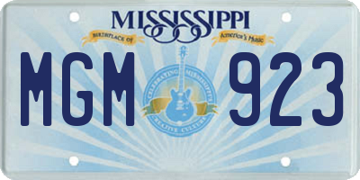 MS license plate MGM923