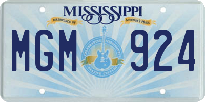 MS license plate MGM924