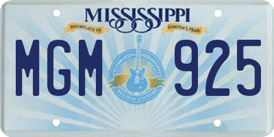 MS license plate MGM925