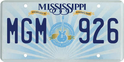 MS license plate MGM926