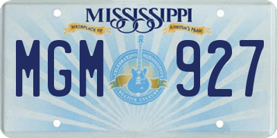 MS license plate MGM927
