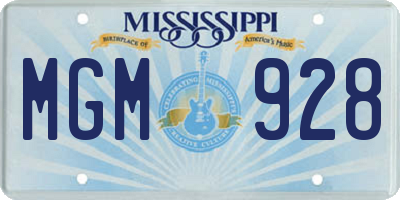 MS license plate MGM928