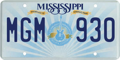 MS license plate MGM930