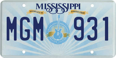 MS license plate MGM931