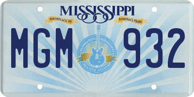 MS license plate MGM932