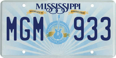 MS license plate MGM933