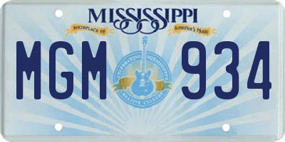 MS license plate MGM934